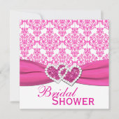 Fuchsia Pink and White Damask Vrijgezellenfeest In Kaart (Voorkant)