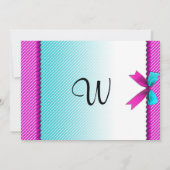 Fuchsia Pink & Aqua Blauwgroen Neon Stippen, Bow & Kaart (Achterkant)
