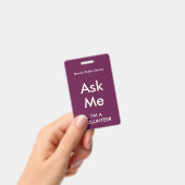 Fuchsia Pink Ask me Badge voor vrijwilligers (Handheld)