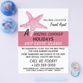 Fuchsia Pink Beach Starfish, reisagent Advert Flyer (Enkel)