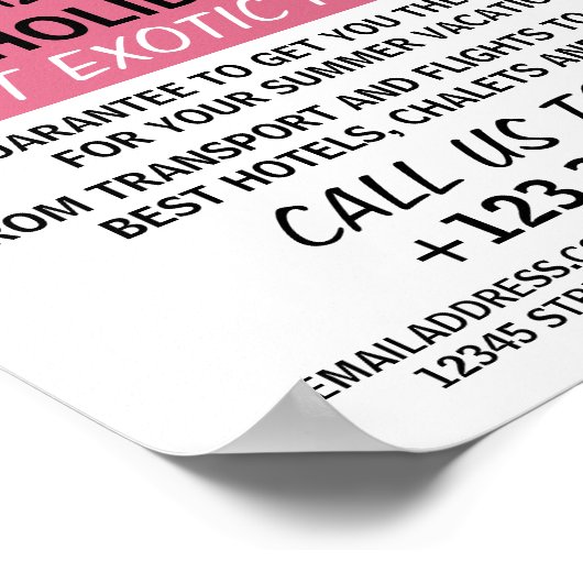 Fuchsia Pink Beach Starfish, reisagent Advert Poster (Hoek)