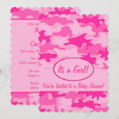 Fuchsia Pink Camo Camouflage Baby shower Kaart (Voorkant / Achterkant)