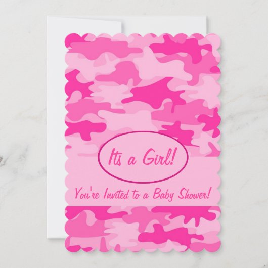 Fuchsia Pink Camo Camouflage Baby shower Kaart (Voorkant)