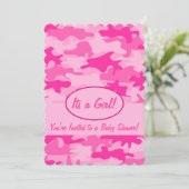 Fuchsia Pink Camo Camouflage Baby shower Kaart (Staand voorkant)