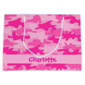 Fuchsia Pink Camouflage Naam Gepersonaliseerd Groot Cadeauzakje (Voorkant)