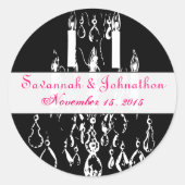 Fuchsia Pink Chandeliers Wedding Stickers (Voorkant)