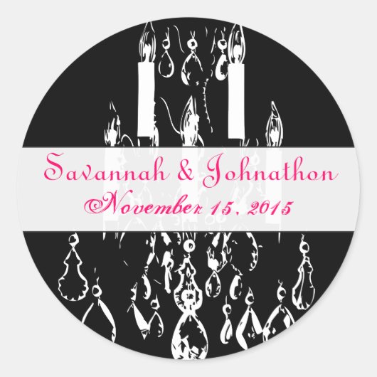 Fuchsia Pink Chandeliers Wedding Stickers (Voorkant)