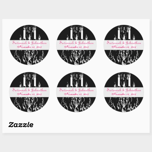 Fuchsia Pink  Chandeliers Wedding Stickers (Vel)
