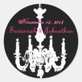 Fuchsia Pink  Chandeliers Wedding Stickers (Voorkant)