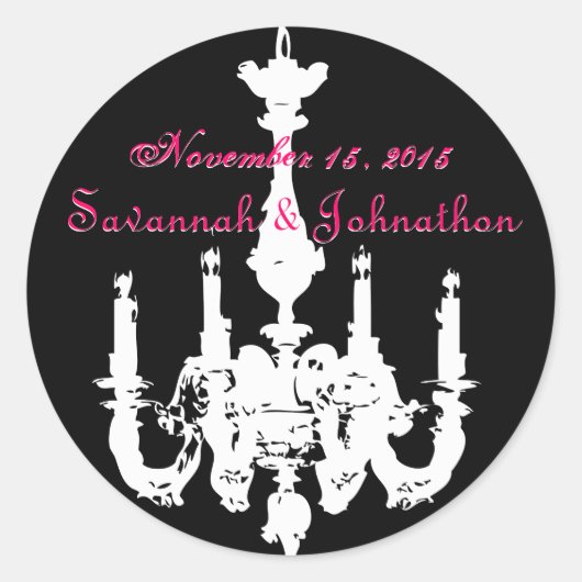 Fuchsia Pink  Chandeliers Wedding Stickers (Voorkant)