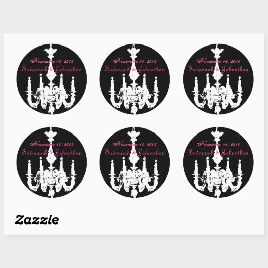 Fuchsia Pink  Chandeliers Wedding Stickers (Vel)
