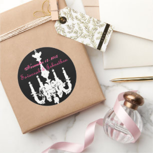 Fuchsia Pink  Chandeliers Wedding Stickers
