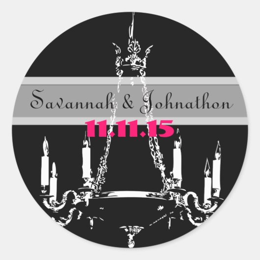 Fuchsia Pink  Chandeliers Wedding Stickers (Voorkant)