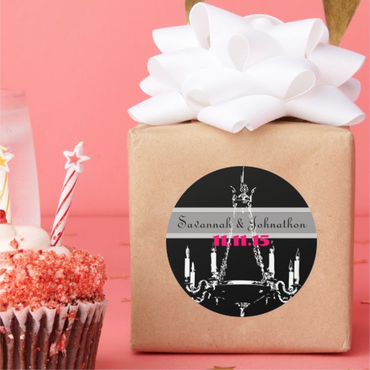 Fuchsia Pink  Chandeliers Wedding Stickers (Feest)