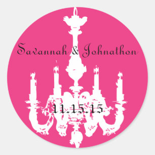 Fuchsia Pink  Chandeliers Wedding Stickers