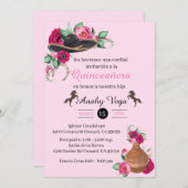 Fuchsia Pink Charra Uitnodiging Rustic Charro West (Voorkant / Achterkant)