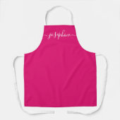 Fuchsia Pink Chic Elegant scriptnaam Schort (Voorkant)