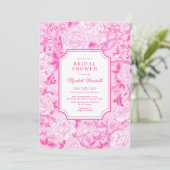 Fuchsia Pink Chinoiserie Floral Vrijgezellenfeest Kaart (Staand voorkant)