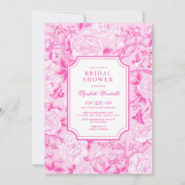 Fuchsia Pink Chinoiserie Floral Vrijgezellenfeest Kaart