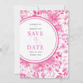 Fuchsia Pink Chinoiserie Wedding Save the Date Kaart (Voorkant)