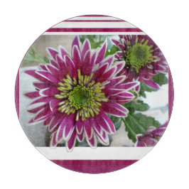 Fuchsia Pink Chrysanthema Collage Cutting Board Snijplank