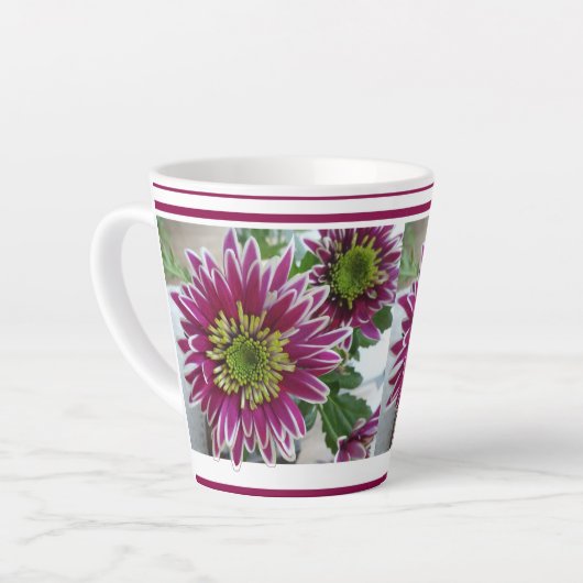 Fuchsia Pink Chrysanthemums Collage Latte Mok (Linkerhoek)