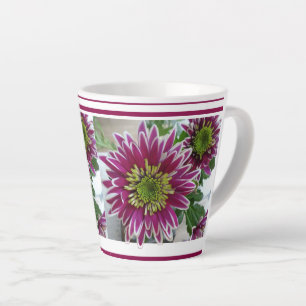 Fuchsia Pink Chrysanthemums Collage Latte Mok