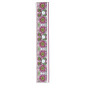 Fuchsia Pink Chrysanthemums Collage Table Runner Lange Tafelloper (Voorkant)