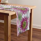 Fuchsia Pink Chrysanthemums Collage Table Runner Lange Tafelloper (Voorbeeld)