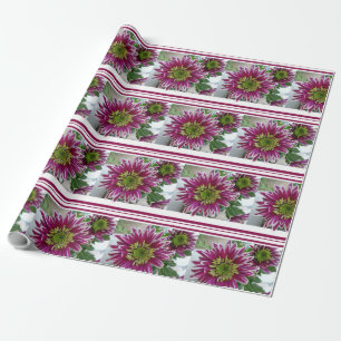 Fuchsia Pink Chrysanthemums Collage Wrapping Paper Cadeaupapier