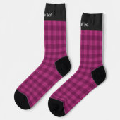 Fuchsia Pink - Classic Check - jouw naam over Sokken (Links)