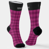 Fuchsia Pink - Classic Check - jouw naam over Sokken (Gebogen)