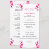Fuchsia Pink Damask Wedding Programma Programmakaart (Voorkant / Achterkant)
