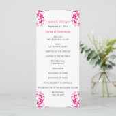Fuchsia Pink Damask Wedding Programma Programmakaart (Staand voorkant)
