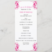 Fuchsia Pink Damask Wedding Programma Programmakaart (Voorkant)