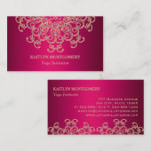Fuchsia Pink en Gold  Sunburst Mandala Visitekaartje (Voorkant / Achterkant)