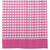 Fuchsia Pink en White Gingham Check Douchegordijn (Voorkant)
