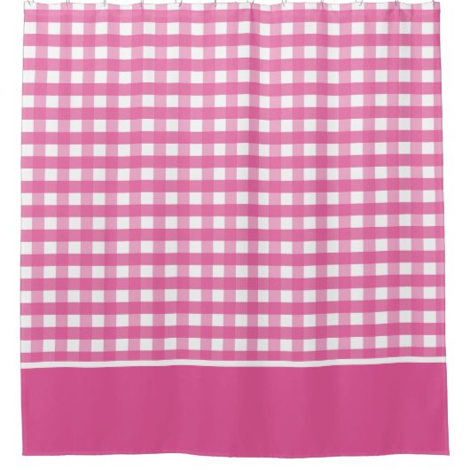 Fuchsia Pink en White Gingham Check Douchegordijn (Voorkant)