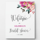 Fuchsia Pink Floral  Bridal Shower Welcome  Fotoplaat (Voorkant)