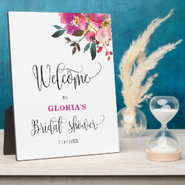 Fuchsia Pink Floral  Bridal Shower Welcome  Fotoplaat