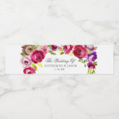 Fuchsia Pink Floral Chic Personalized Wedding Waterfles Etiket (Enkel label)
