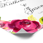 Fuchsia Pink Floral Chic Romantic Weduwschap Welko Poster (Hoek)