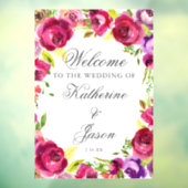 Fuchsia Pink Floral Chic Romantic Weduwschap Welko Raamsticker (Vel 3)