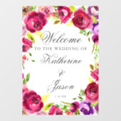 Fuchsia Pink Floral Chic Romantic Weduwschap Welko Raamsticker (Vel)