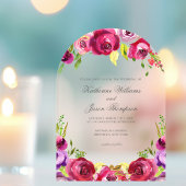 Fuchsia Pink Floral Chic Spring Garden Wedding Acryl Uitnodigingen