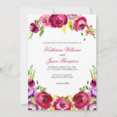 Fuchsia Pink Floral Chic Spring Garden Wedding Kaart (Voorkant)
