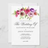 Fuchsia Pink Floral Elegant Spring Garden Wedding Kaart (Voorkant)