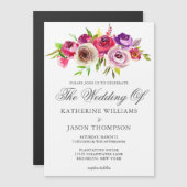 Fuchsia Pink Floral Elegant Spring Garden Wedding Magnetische Uitnodiging (Voorkant / Achterkant)