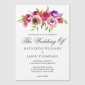 Fuchsia Pink Floral Elegant Spring Garden Wedding Magnetische Uitnodiging (Voorkant)