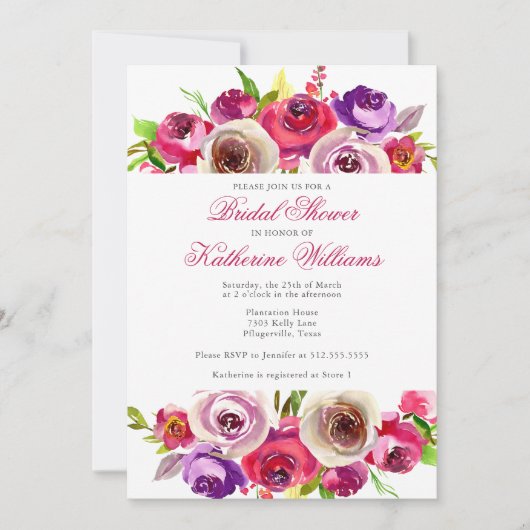 Fuchsia Pink Floral Garden Aftermiddags Vrijgezell Kaart (Voorkant)